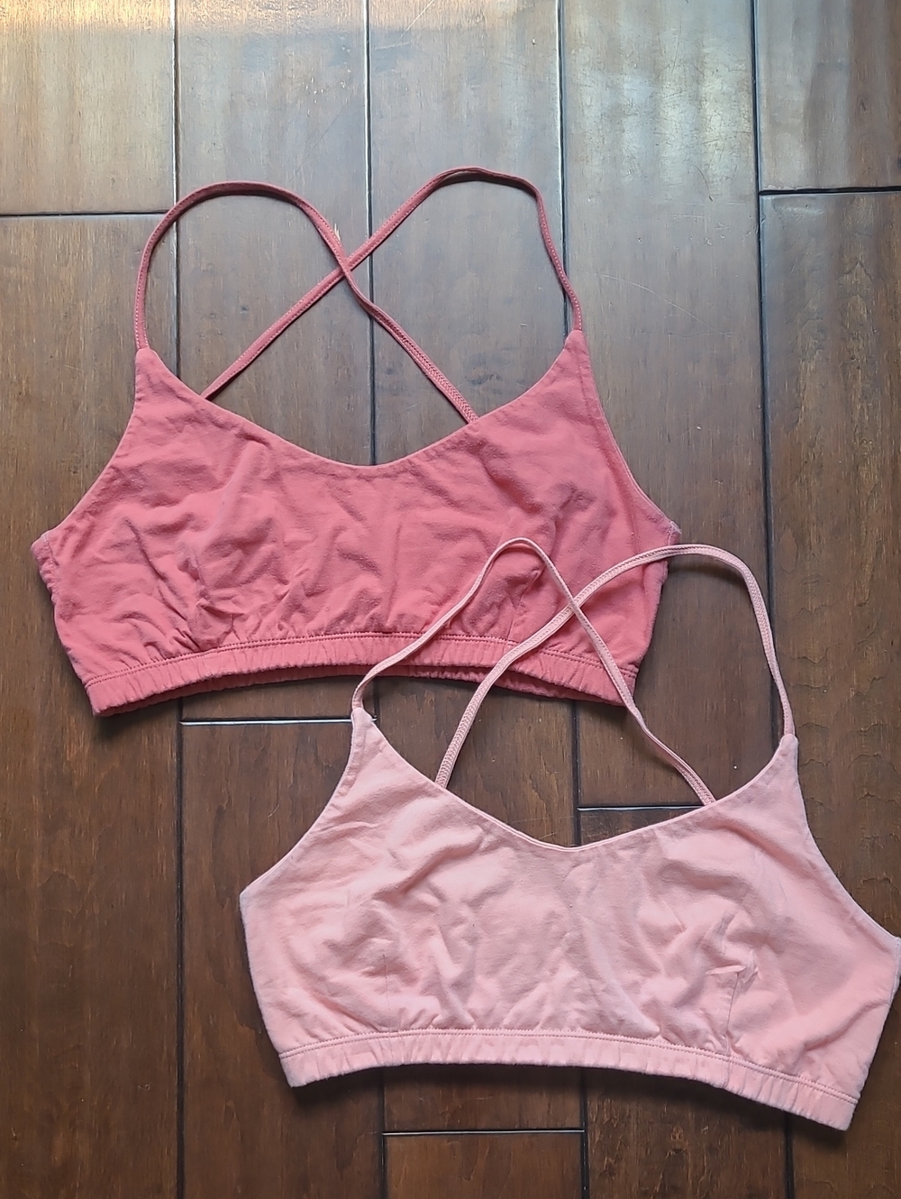 Set of 2 Q For Quinn Natural (No Dye) Criss Cross Bralette Organic Cotton